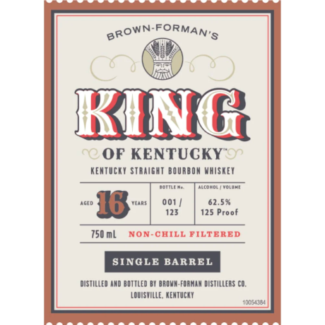 King Of Kentucky 16 Year Old Bourbon 2023 Release Single Barrel